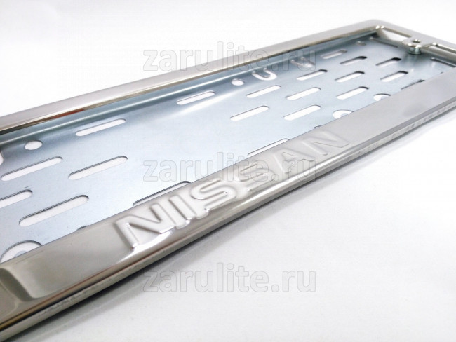 Рамки для номеров, штамп Nissan, антивандальный крепеж, комплект 2шт. нержавеющая сталь