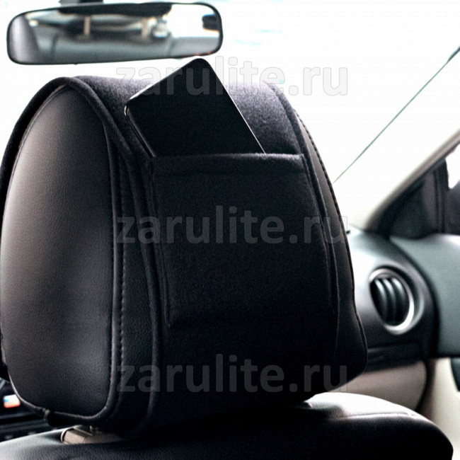 Чехол на подголовник с вышивкой Renault, комплект 2шт. Чехол на подголовник с вышивкой Renault, комплект 2шт.